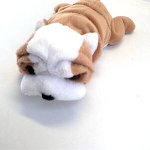 Wrinkles Bulldog 1996 Ty Beanie Babies Plush Stuffed Animal 8" Long Brown White